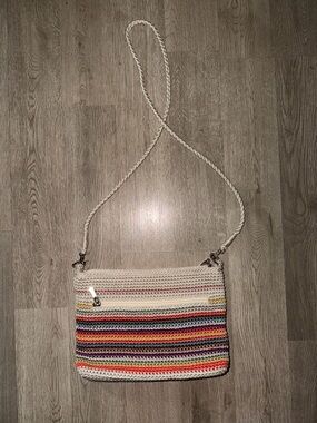 The Sak Multicolor Striped Crochet Crossbody - Cream & Rainbow